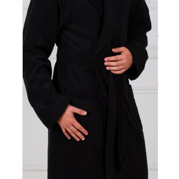 Халат махровый, черный, размер 56-64 для гостиниц, Оливия текс
